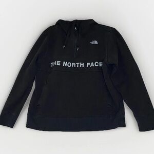 The North Face Men's Sz Large 1/4 Zip Pullover Logo Black Hoodie Sweatshirt